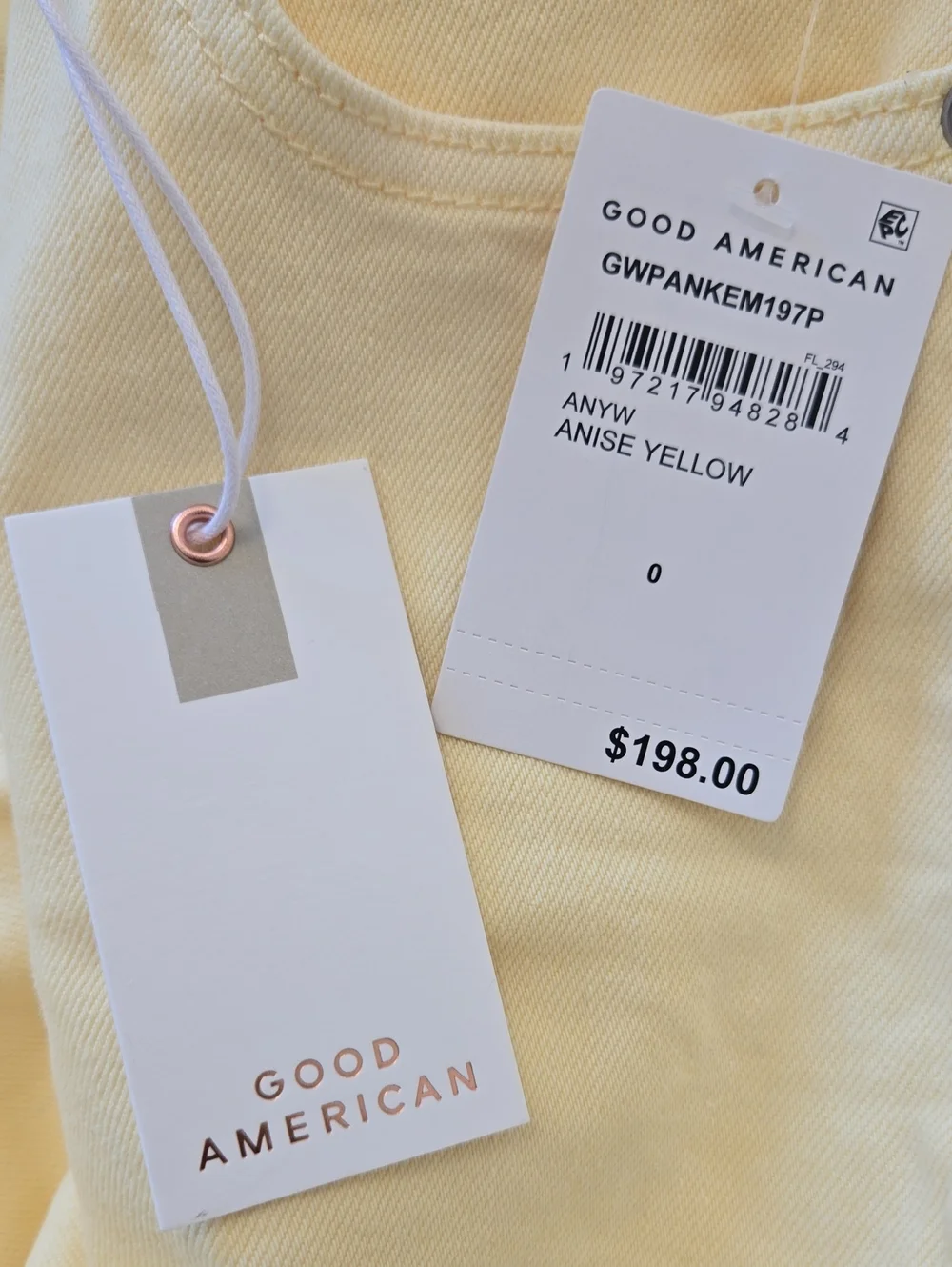 Good American Women's Wide-Leg Jeans Yellow High Waist Lyocell Size 0/25 NWT